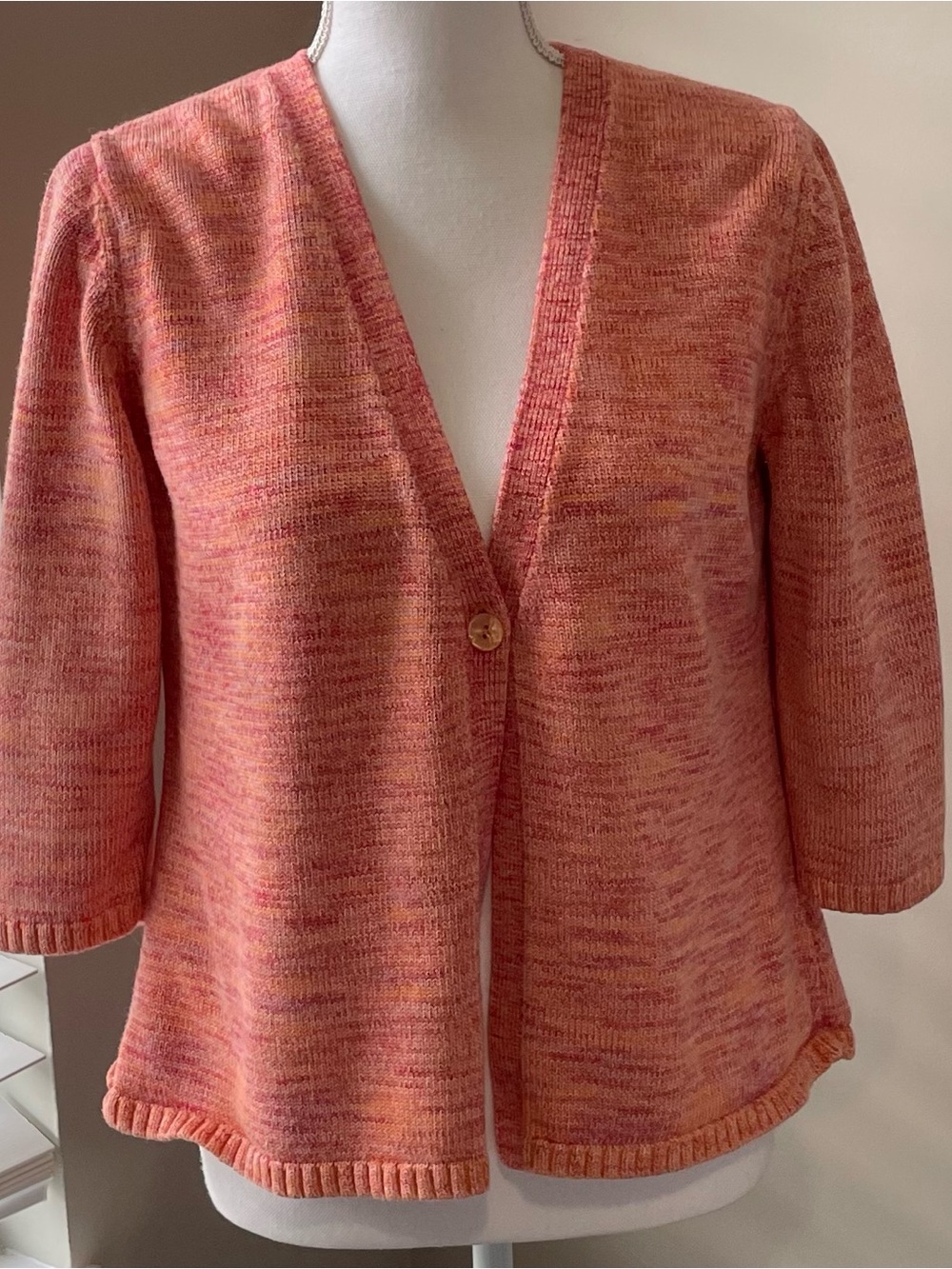 NWOT Coldwater Creek Women's Coral Knit Open Cardigan Jacket
